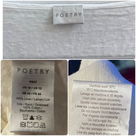 Poetry Flaw Linen Semi Sheer Short Sleeve Scoop Neck Tee Top Size 12 Style VB37 - Picture 10 of 11